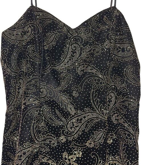 NWT Vintage Positively Ellyn Black Velvet Gold Rhinestones Evening Party Dress S - Picture 3 of 9